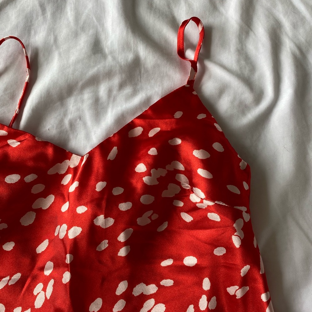 Topshop Red/ Dalmatian print tank top